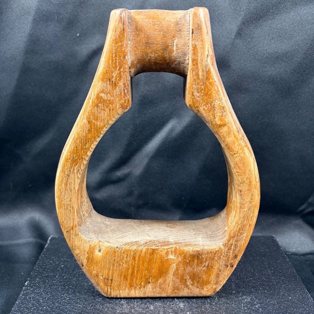 Antique Bentwood Stirrup Hand Carved Wood Equestrian Western Folk Art Primitive